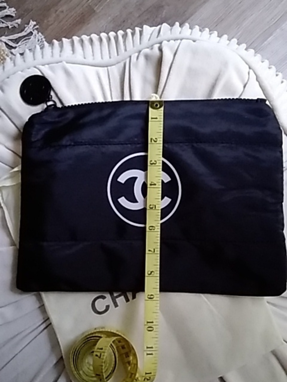 NWOT... FASHION Black Nylon Pouch with White Logo - Picture 3 of 4